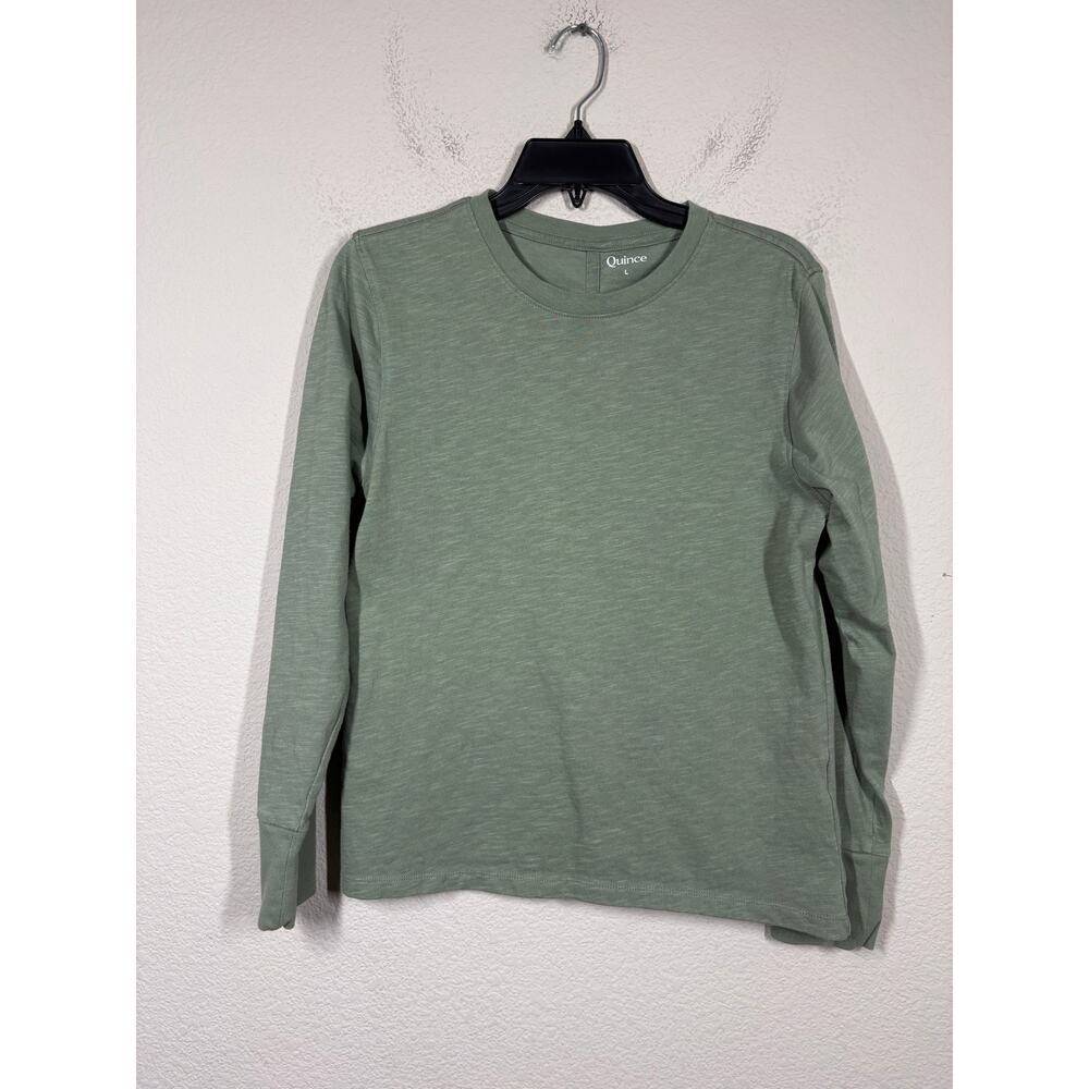 Quince Large 100% Organic Cotton Slub Long Sleeve Tee Sea Spray Green - Picture 2 of 9